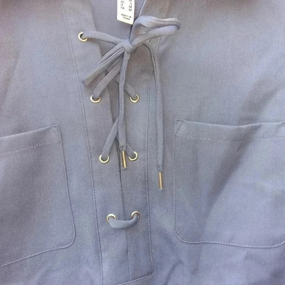 ❤️Denim& Co Stretch Woven Lace-Up Pullover Shirt - Picture 7 of 7